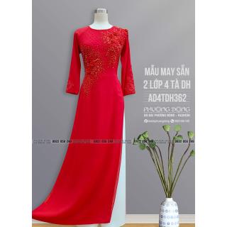 Áo Dài 2 Lớp 4 Tà Kết Ren Cườm Pha Lê AD4TDH362